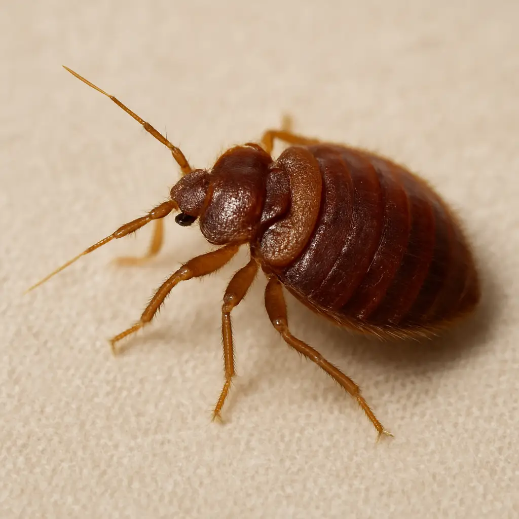 Punaise de lit adulte Cimex Lectarius en gros plan - identification du parasite