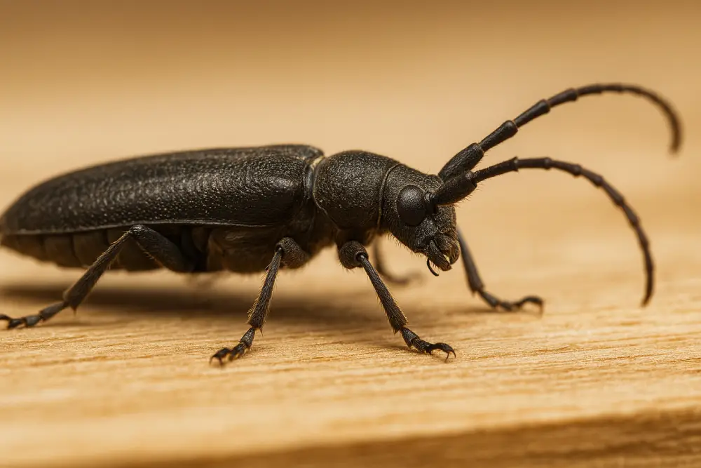 Capricorne des maisons (Hylotrupes bajulus) - Insecte xylophage ravageur des charpentes en bois
