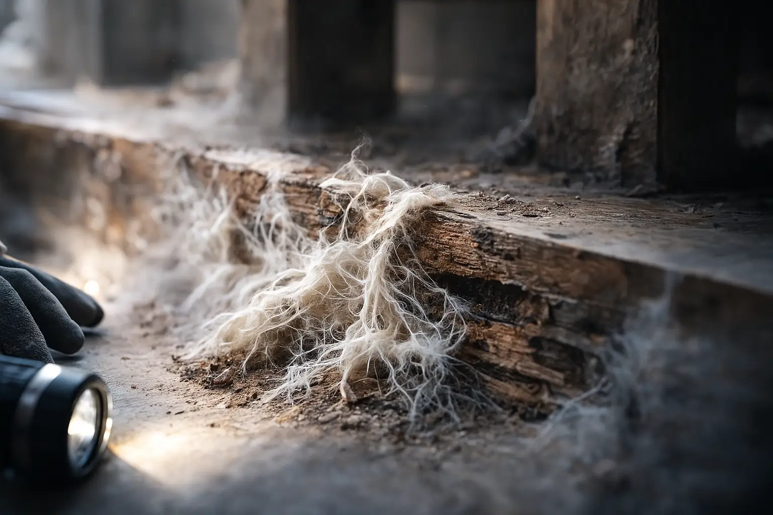 Inspection professionnelle mérule pleureuse sur structure bois en Savoie par SOSPUNAISE73